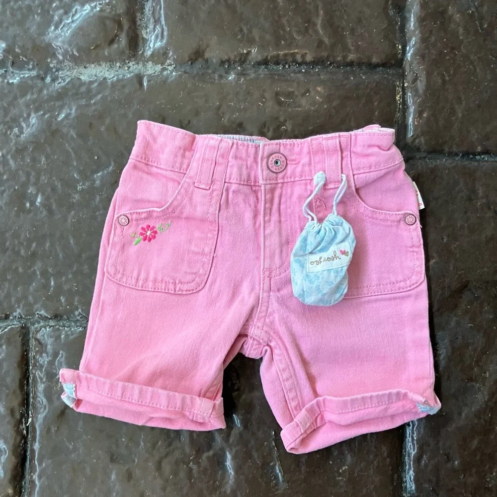 OshKosh Bgosh 3T kids pink floral embroidered shorts
